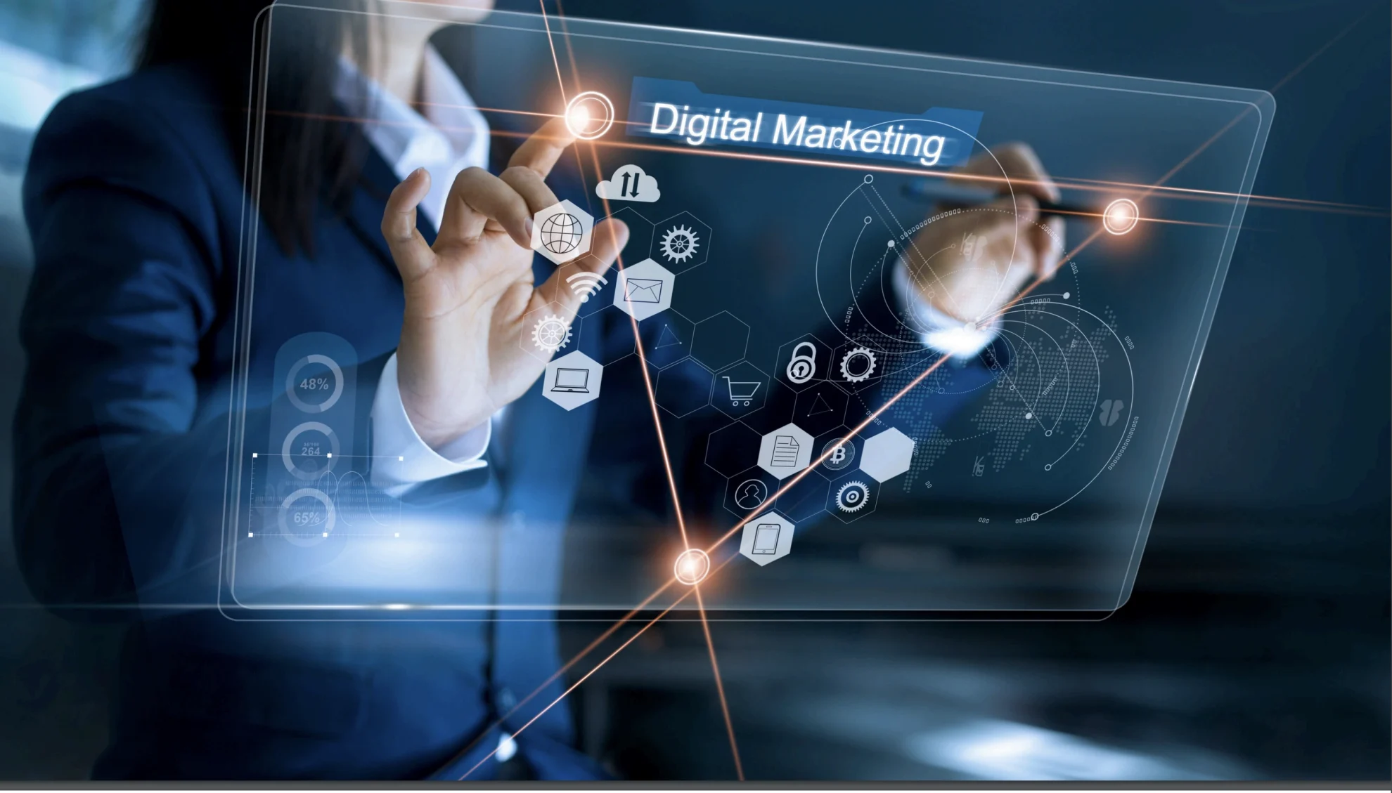 Digital marketing strategy dashboard with analytics